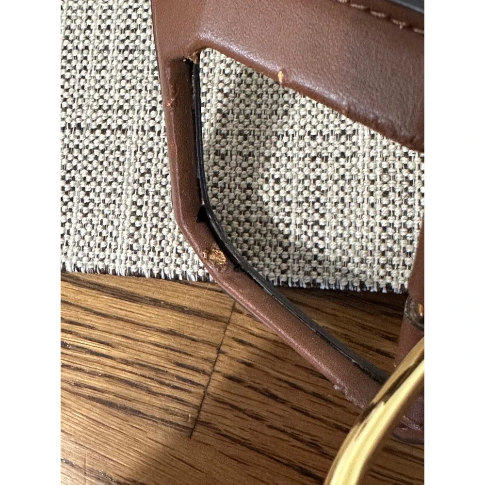 Lauren Ralph Lauren Woven Tan Faux Leather Buckle Belt Large Women's